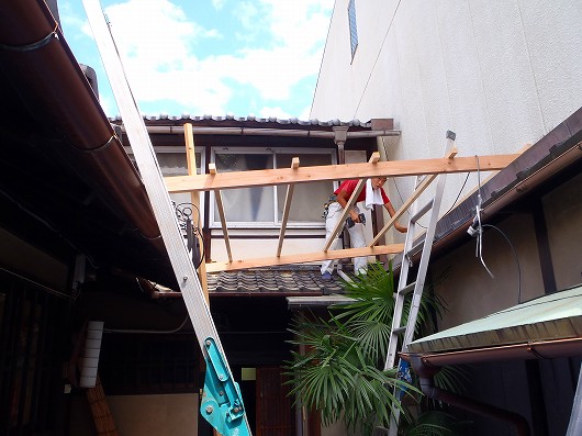 京都市中京区　町家の屋根修繕工事